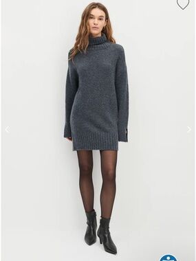 Favorite Daughter Charcoal Gray Turtleneck Sweater Dress